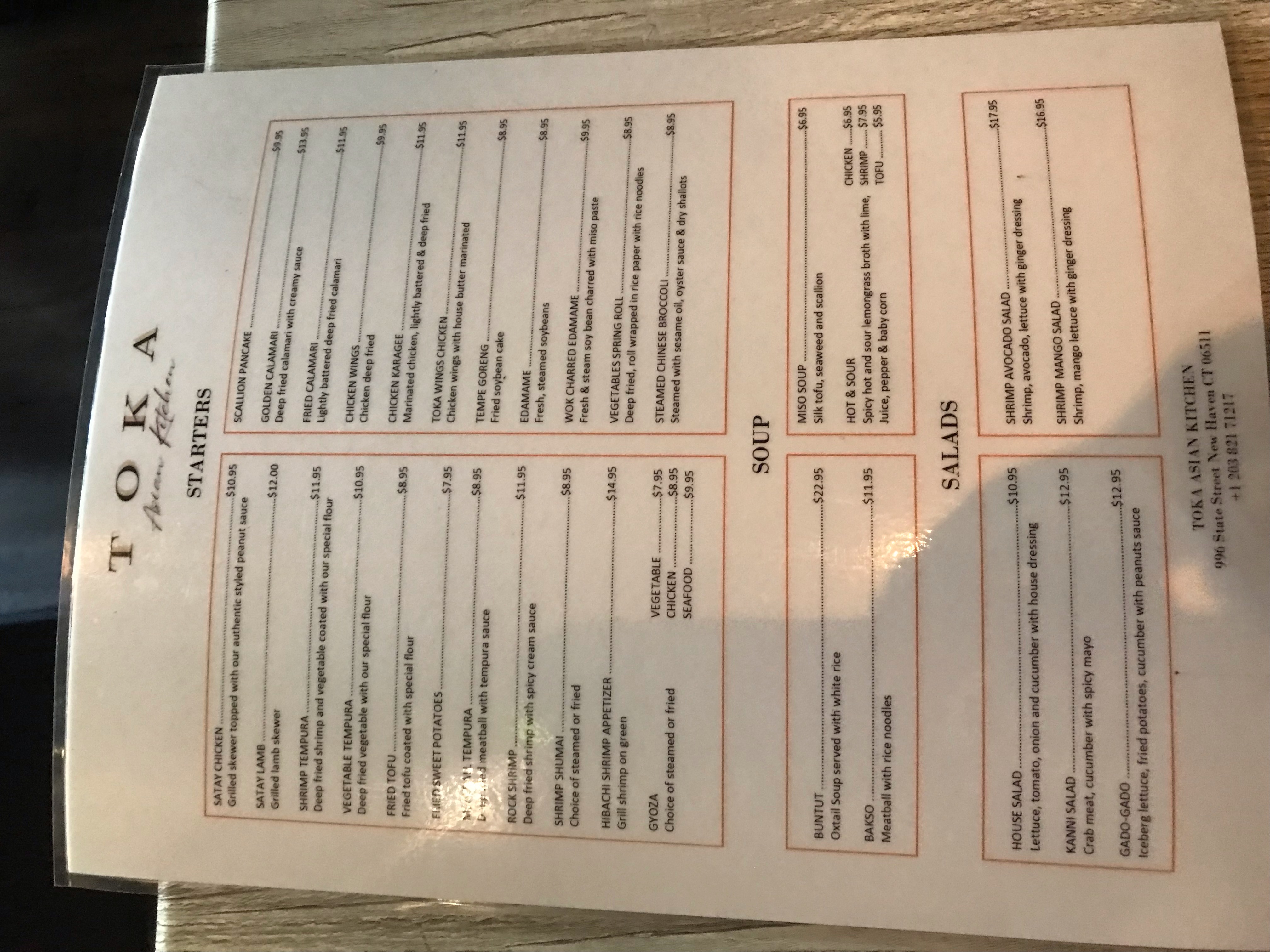 TOKA Asian Kitchen Serves Salads in New Haven, CT 06511