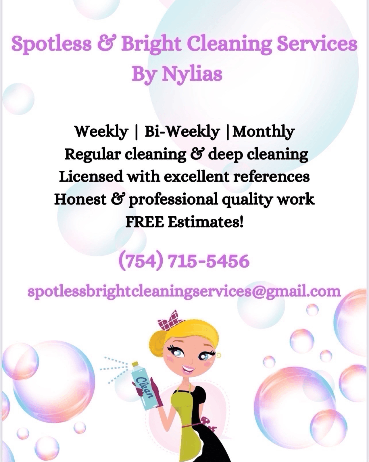 Spotless & Bright Cleaning Services by Nylias