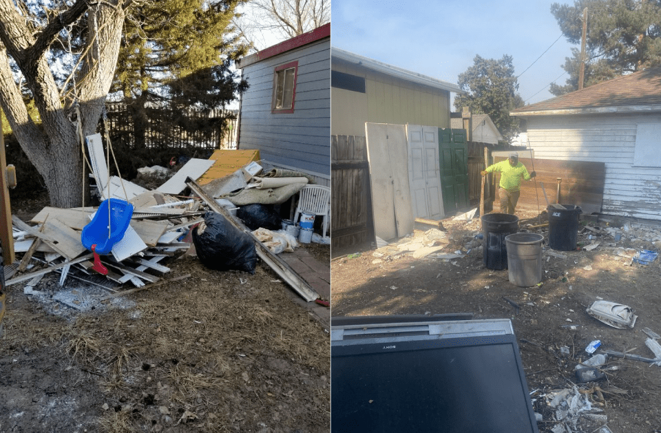 Property cleanout debris ready for removal