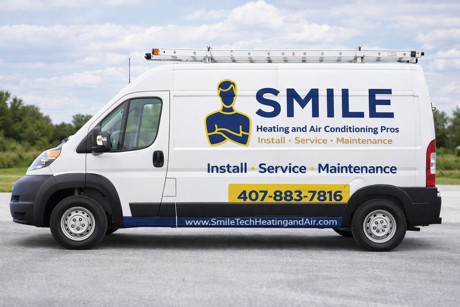 Smile Heating and Air Conditioning Pros service truck in Orlando, FL