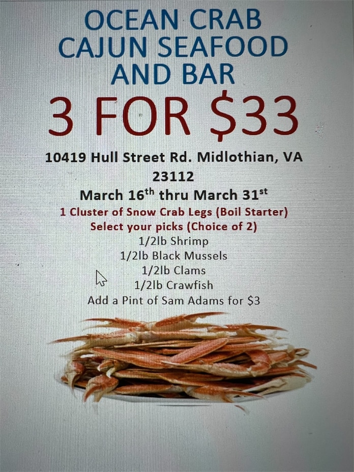 The Ocean Crab Cajun Seafood & Bar is a Seafood Restaurant in