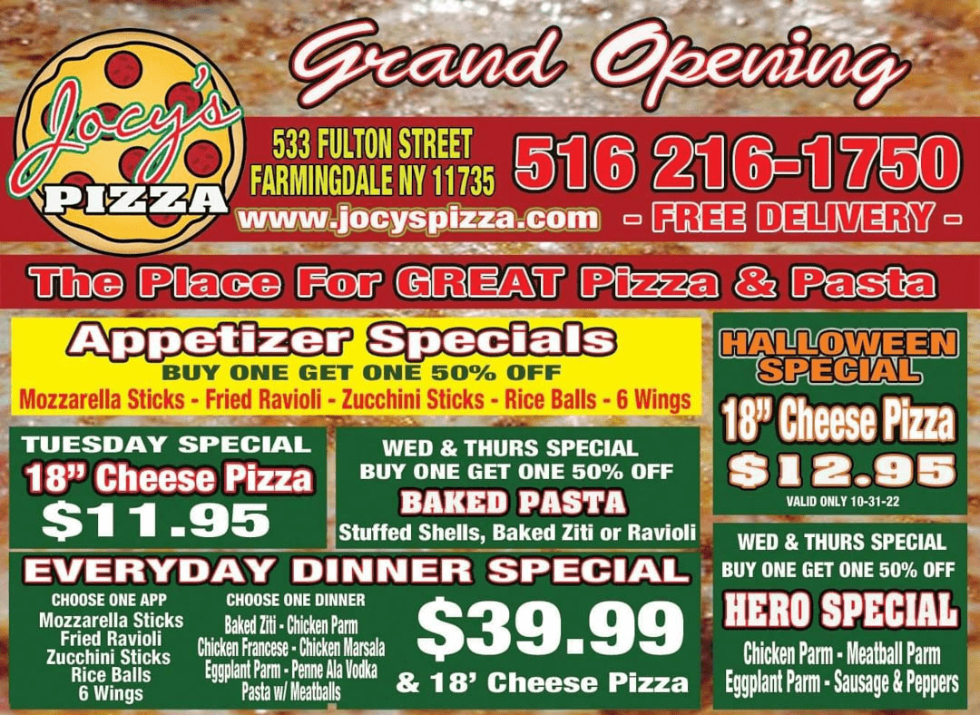 Jocy's Pizza is a Pizza Parlor in Farmingdale, NY 11735